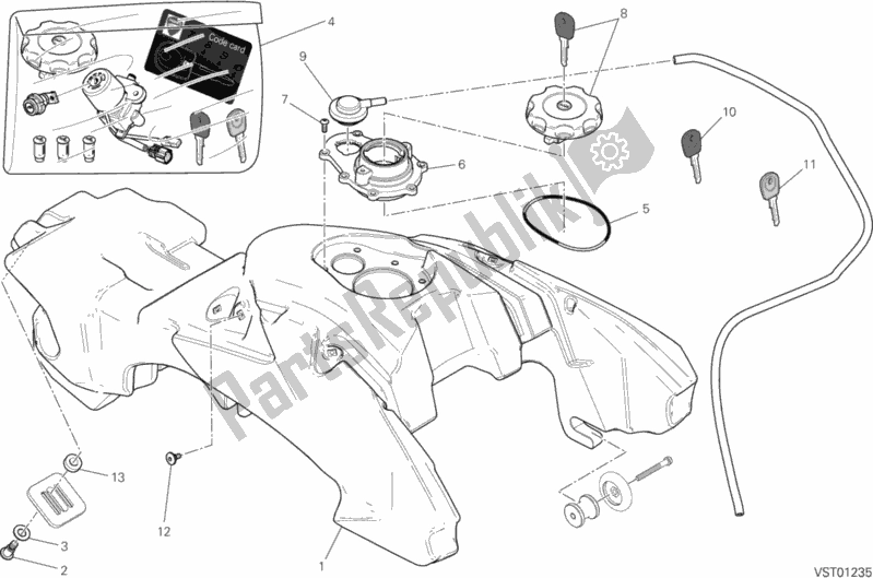 Todas as partes de 032 - Tanque De Combustível do Ducati Hypermotard Hyperstrada Thailand 821 2015